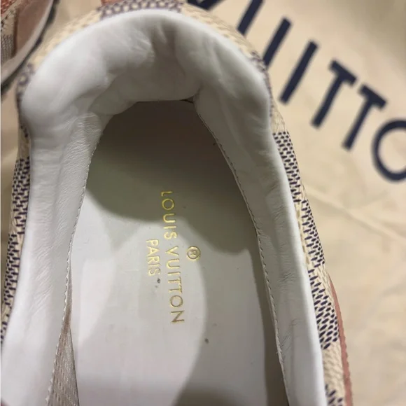 Louis Vuitton Pink and Damier Azur Run Away Sneakers - Picture 7 of 16